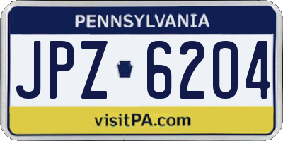 PA license plate JPZ6204