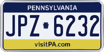 PA license plate JPZ6232