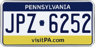 PA license plate JPZ6252
