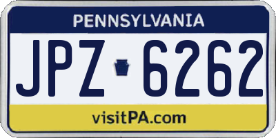 PA license plate JPZ6262