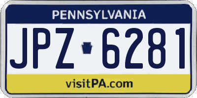 PA license plate JPZ6281