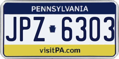 PA license plate JPZ6303