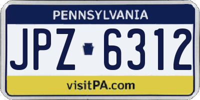 PA license plate JPZ6312