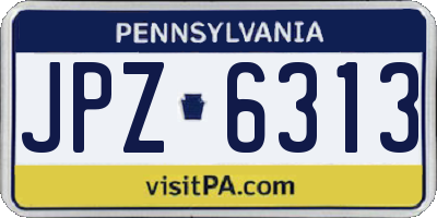 PA license plate JPZ6313