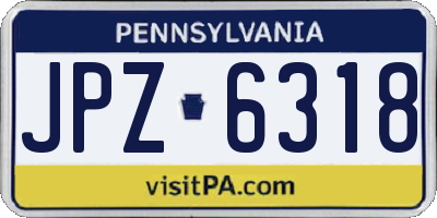 PA license plate JPZ6318