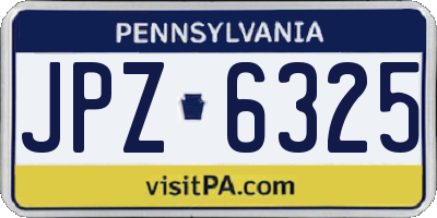 PA license plate JPZ6325