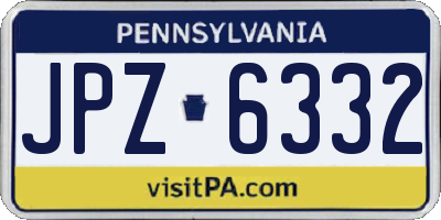 PA license plate JPZ6332