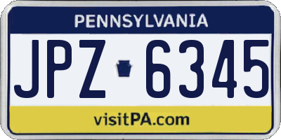 PA license plate JPZ6345