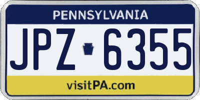 PA license plate JPZ6355
