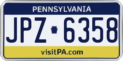 PA license plate JPZ6358