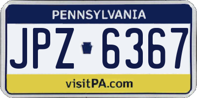 PA license plate JPZ6367