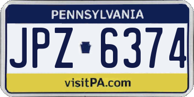 PA license plate JPZ6374