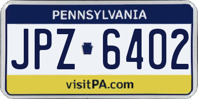 PA license plate JPZ6402