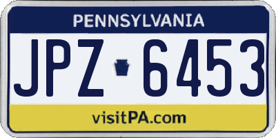 PA license plate JPZ6453