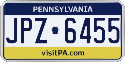 PA license plate JPZ6455