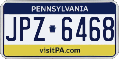 PA license plate JPZ6468