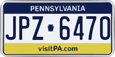 PA license plate JPZ6470