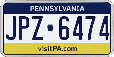 PA license plate JPZ6474