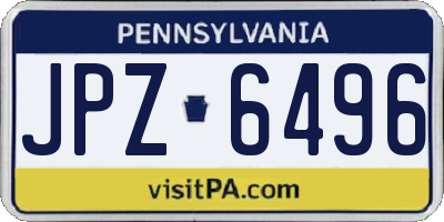 PA license plate JPZ6496