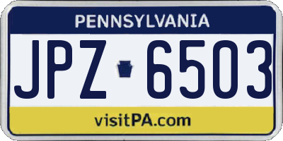 PA license plate JPZ6503