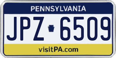 PA license plate JPZ6509