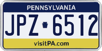 PA license plate JPZ6512