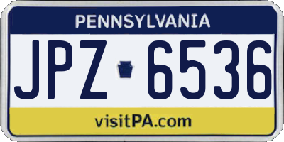 PA license plate JPZ6536