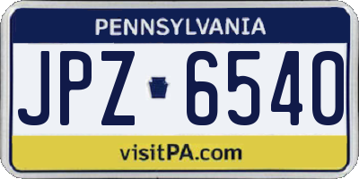 PA license plate JPZ6540