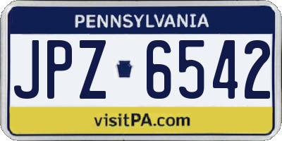 PA license plate JPZ6542