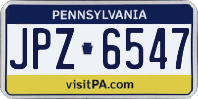 PA license plate JPZ6547