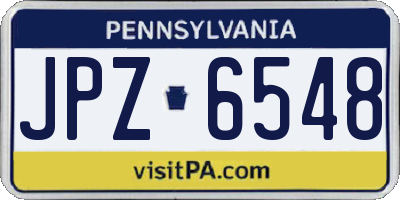 PA license plate JPZ6548