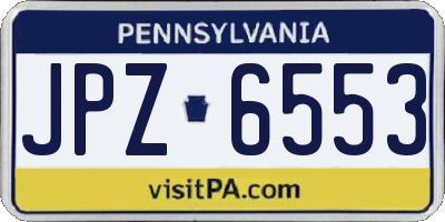 PA license plate JPZ6553