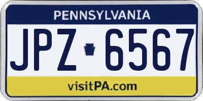 PA license plate JPZ6567