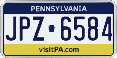 PA license plate JPZ6584