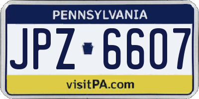 PA license plate JPZ6607