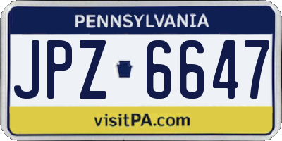 PA license plate JPZ6647