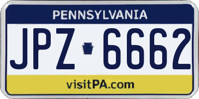 PA license plate JPZ6662