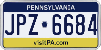 PA license plate JPZ6684