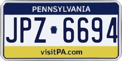 PA license plate JPZ6694