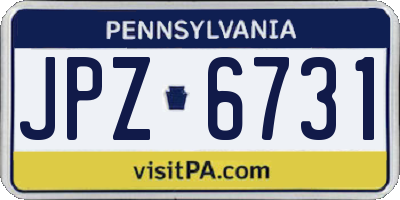 PA license plate JPZ6731