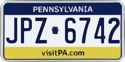 PA license plate JPZ6742