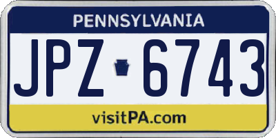 PA license plate JPZ6743