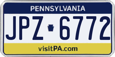PA license plate JPZ6772