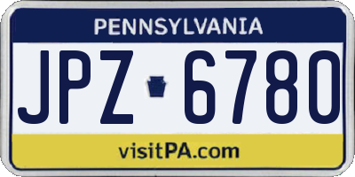 PA license plate JPZ6780