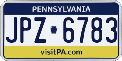 PA license plate JPZ6783