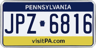 PA license plate JPZ6816