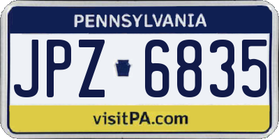 PA license plate JPZ6835