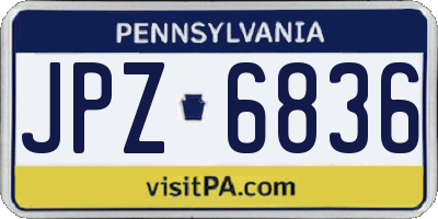 PA license plate JPZ6836