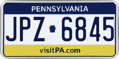 PA license plate JPZ6845