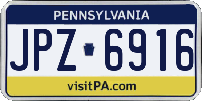 PA license plate JPZ6916